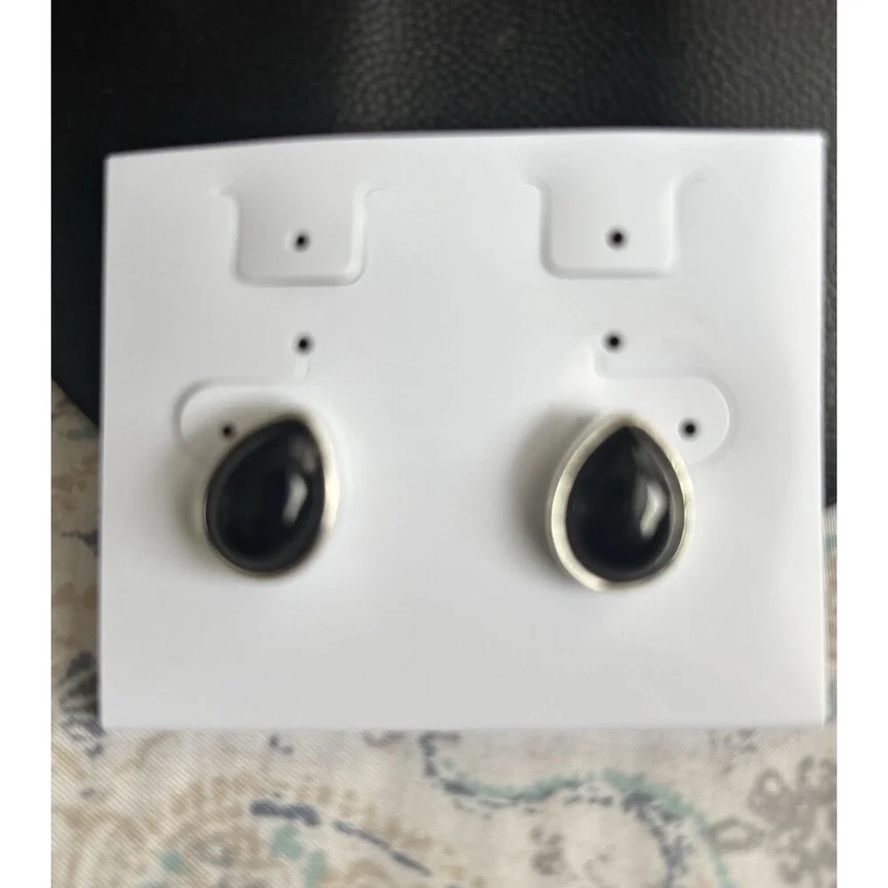 NAPIER Vintage Women's Earrings Silver Black Drops